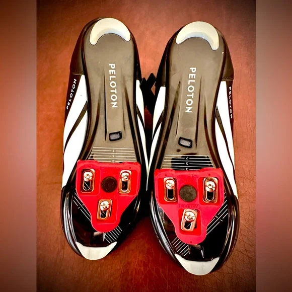 PELOTON Black/White/Red Velcro Clip-in Cleats Indoor Bike Cycling